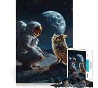 Rompecabezas de 1000 piezas para adolescentes Astronauta conoce al búho cósmico Arte de bordes precisos Juguete de entrenamiento cerebral Juego para pasar un rato agradable Decoración navideña 50x75cm