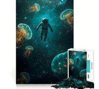 Rompecabezas de 1000 Piezas para Adolescentes Astronauta en el Espacio con Medusas Arte de Corte Limpio Juego Creativo Juguete Juego Relajante Arte (38x26cm)