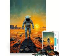 Rompecabezas de 1000 Piezas para Adolescentes Astronauta en Marte Pintura Articulaciones Suaves Diversión para Entrenar la Mente Juego Casual Exhibición de Arte navideña (38x52cm)