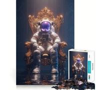 Rompecabezas de 1000 Piezas para Adolescentes Astronauta en Trono Dorado,decoración de Corte preciso,Juego cognitivo,Juguete para el Tiempo Libre, Relajante (50x75cm)