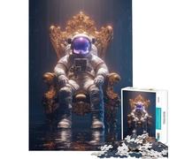 Rompecabezas de 1000 Piezas para Adolescentes Astronauta en Trono Dorado Juego Familiar Juguetes adictivos para Cultivar la Paciencia Regalo Divertido Difícil (Tamaño 38x26cm)
