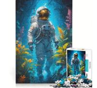 Rompecabezas de 1000 Piezas para Adolescentes: Astronauta en un Lugar mágico, Juegos educativos, análisis y lógica, Regalo de cumpleaños, obsequios 38x26cm