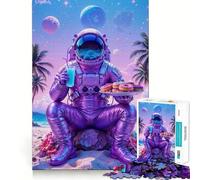 Rompecabezas de 1000 Piezas para Adolescentes Astronauta en una Playa Tropical,Arte de Bordes precisos,Juguete para Entrenar la Mente,Juego para Pasar un rato Agradable,decoración navideña (38x52cm)
