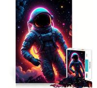 Rompecabezas de 1000 Piezas para Adolescentes Astronauta,Espacio,Luz Neón,Decoración,Juego Cognitivo,Juguete para Jugar en Tiempo Libre,Regalo Navideño para la Relajación (50x75cm)