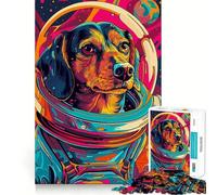 Rompecabezas de 1000 Piezas para Adolescentes Astronauta,Espacio,Perro Salchicha,Articulaciones Suaves,Diversión,Entrenamiento Mental,Juego Casual,Tiempo de Juego,Arte Navideño (38x26cm)