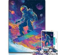 Rompecabezas de 1000 Piezas para Adolescentes, Astronauta esquiando, Rompecabezas para Adultos, un desafío difícil para aliviar el estrés, Regalo de Amigo Secreto (tamaño 38x26cm)
