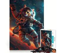 Rompecabezas de 1000 Piezas para Adolescentes Astronauta,Gato Espacial,Corte Suave,Juego de Lógica,Tiempo de Juego Relajante,Regalo de Cumpleaños para Aficionados (38x52cm)