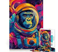 Rompecabezas de 1000 Piezas para Adolescentes Astronauta,Gorila,Espacio,Decoración,Juego cognitivo,Juguete,Tiempo Libre, Relajante (38x26cm)