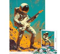 Rompecabezas de 1000 Piezas para Adolescentes Astronauta Guitarra música Mediados de Siglo decoración del hogar Juguetes Ideas de Regalos Juegos de relajación Lista de Deseos con Papá Noel 38x52cm