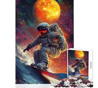 Rompecabezas de 1000 Piezas para Adolescentes Astronauta Haciendo Snowboard en el Espacio Juguetes antiestrés Gran Regalo para Juegos Juegos Divertidos difíciles y desafiantes tamaño 38x52cm