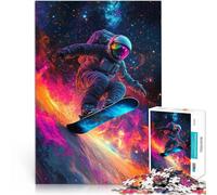 Rompecabezas de 1000 Piezas para Adolescentes Astronauta Haciendo Snowboard en el Espacio Juguetes de Juego Una Obra de Arte 75x50cm
