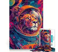 Rompecabezas de 1000 Piezas para Adolescentes Astronauta,León,Espacio,Decoración,Juego cognitivo,Juguete,Tiempo Libre, Relajante (50x75cm)