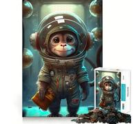 Rompecabezas de 1000 Piezas para Adolescentes Astronauta,Mono Espacial,Arte de Borde Exacto,Juguete de Entrenamiento Cerebral,Juego para Momentos Acogedores,Exhibición de Arte Navideño (50x75cm)