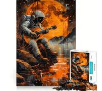 Rompecabezas de 1000 Piezas para Adolescentes Astronauta,Naranja,Luz de Luna,Arte de Corte Limpio,Juego Creativo,Juguete,Juego Relajante, (50x75cm)