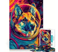 Rompecabezas de 1000 Piezas para Adolescentes Astronauta,Pastor Alemán,Bordes Limpios,Juego de Pensamiento,Juego Lento,Actividad Divertida para Cumpleaños (38x52cm)