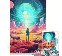 Rompecabezas de 1000 Piezas para Adolescentes: Astronauta perdido en un Planeta alienígena Juegos educativos, análisis y lógica Regalo de cumpleaños 38x52cm