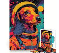 Rompecabezas de 1000 Piezas para Adolescentes Astronauta,Perro Salchicha,Espacio,Arte,Ajuste, Juego Mental,Regalo,Tiempo de Descanso,diversión,Navidad,Ocio,Arte (38x26cm)