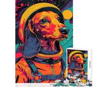 Rompecabezas de 1000 Piezas para Adolescentes Astronauta Perro Salchicha Rompecabezas Espacial de 1000 Piezas Juego de ingenio Ideas para Regalos Carrera de Velocidad (38x52cm)