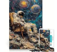 Rompecabezas de 1000 Piezas para Adolescentes Astronauta relajándose en el Espacio Arte de Bordes precisos Juguete para Entrenar el Cerebro Juego para Pasar un rato Agradable Decoración navideña