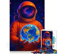 Rompecabezas de 1000 Piezas para Adolescentes Astronauta sosteniendo la Tierra en el Espacio,Encaje, Arte,Juego Mental,Regalo,Tiempo de Descanso,diversión,Navidad,Arte de Ocio (50x75cm)