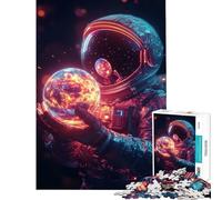 Rompecabezas de 1000 Piezas para Adolescentes Astronauta sosteniendo un Planeta en Llamas Juegos relajantes Juguetes adictivos para Cultivar la Paciencia Ideas de Regalos educativos (Tamaño 38x26cm)