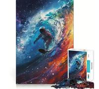 Rompecabezas de 1000 Piezas para Adolescentes Astronauta,Surf Cósmico,Arte de Borde Exacto,Juguete de Entrenamiento Cerebral,Juego para Momentos Acogedores,Exhibición de Arte Navideño (38x52cm)