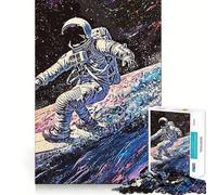 Rompecabezas de 1000 Piezas para Adolescentes Astronauta Surfista,Juego de lógica de Corte Suave,Tiempo de Juego Relajante,Regalo de cumpleaños para Aficionados (38x26cm)