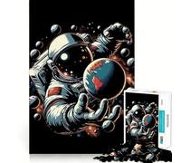 Rompecabezas de 1000 Piezas para Adolescentes Astronauta,Tierra,Pop Art,Arte de Borde Exacto,Juguete de Entrenamiento Cerebral,Juego para Momentos Acogedores,Exhibición de Arte Navideño (38x26cm)