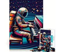 Rompecabezas de 1000 Piezas para Adolescentes Astronauta Tocando el Piano Divertido Juego de Entrenamiento Mental Ideal para el Tiempo Libre Decoración navideña (50x75cm)
