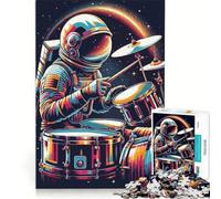 Rompecabezas de 1000 Piezas para Adolescentes: Astronauta Tocando la batería, Juegos educativos, desafío exigente, Regalo de cumpleaños 38x26cm