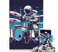 Rompecabezas de 1000 Piezas para Adolescentes: Astronauta Tocando la batería, Juegos Familiares, Actividades Divertidas en casa, colección de Artistas, Bellas Artes 50x75cm