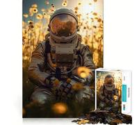 Rompecabezas de 1000 Piezas para Adolescentes Astronauta y Girasoles Diversión para ejercitar la Mente Juego Casual Decoración navideña (50x75cm)