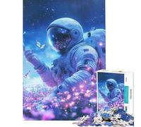 Rompecabezas de 1000 Piezas para Adolescentes Astronauta y Mariposas Juegos relajantes para un Juego Educativo un Reto un Juguete un Regalo de cumpleaños un Ejercicio de análisis y lógica (38x52cm)