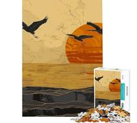 Rompecabezas de 1000 Piezas para Adolescentes Atardecer con grullas Volando Juguete Educativo para Juegos de desafío antiestrés y Regalo de cumpleaños (Tamaño 38x26cm)