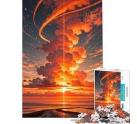 Rompecabezas de 1000 Piezas para Adolescentes Atardecer dramático con Rayo de luz Juguete Educativo Obra de Arte Regalo Corte de precisión (Tamaño 38x52cm)
