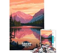 Rompecabezas de 1000 Piezas para Adolescentes Atardecer en el Parque Nacional Glaciar Juguetes adictivos para Cultivar la Paciencia y Relajarse Juego de Velocidad Manual Un Regalo estupendo (50x75cm)