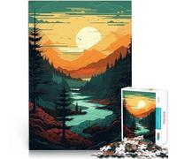 Rompecabezas de 1000 Piezas para Adolescentes Atardecer en el Tranquilo río del Bosque para divertirse en Familia Mejorar la Memoria 75x50cm