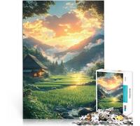 Rompecabezas de 1000 Piezas para Adolescentes Atardecer en la campiña Japonesa Juego de Preguntas Grandes Regalos y Juguetes 75x50cm