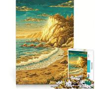 Rompecabezas de 1000 Piezas para Adolescentes Atardecer en la Costa Dorada, Juegos relajantes, Desafío difícil, Colección de Artistas, Bellas Artes 38x26cm