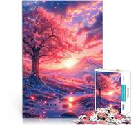 Rompecabezas de 1000 Piezas para Adolescentes Atardecer en los cerezos en Flor del Monte Fuji Juego de ingenio Buen Regalo 75x50cm
