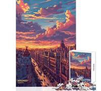 Rompecabezas de 1000 Piezas para Adolescentes Atardecer en Madrid España Juego Imposible Ideal para Parejas Juguete Decorativo para la Pared Ayuda a ejercitar el Cerebro (38x52cm)