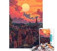 Rompecabezas de 1000 Piezas para Adolescentes Atardecer en Oxford Reino Unido Ideal para cumpleaños y Navidad Difícil Juegos Familiares para Mayores de 14 años (38x52cm)