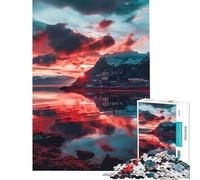 Rompecabezas de 1000 Piezas para Adolescentes Atardecer en un fiordo Sereno Juego Familiar Juguetes adictivos para Cultivar la Paciencia Regalo Divertido Difícil (Tamaño 38x52cm)
