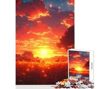 Rompecabezas de 1000 Piezas para Adolescentes Atardecer en un Prado con luciérnagas Juguete antiestrés Regalo de cumpleaños Juego Educativo Cada Pieza es única tamaño 38x26cm