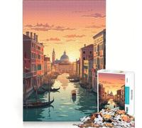 Rompecabezas de 1000 Piezas para Adolescentes: Atardecer en Venecia, Juguetes antiestrés, decoración del hogar, colección de Artistas, Bellas Artes 38x26cm