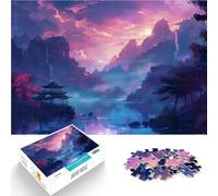 Rompecabezas de 1000 Piezas para Adolescentes Atardecer japonés Entrena tu Cerebro y Tus Manos Interacción Entre Padres e Hijos 38x26cm