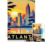 Rompecabezas de 1000 Piezas para Adolescentes Atardecer sobre Atlanta, Juego de Bordes limpios, Juguete de Desarrollo cognitivo, Juego de Entretenimiento, Regalo de decoración navideña (38x26cm)