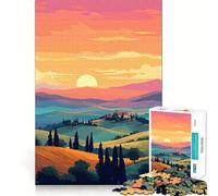 Rompecabezas de 1000 Piezas para Adolescentes Atardecer Toscano, Italia, Viajes, Ajuste, Juego, Habilidad Mental, Diversión, Ocio, Tiempo de diversión, Navidad, Arte para el hogar (50x75cm)
