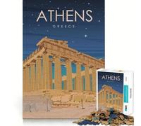 Rompecabezas de 1000 Piezas para Adolescentes Atenas Grecia de Noche Diversión para unir Piezas Entrenamiento Mental Divertido Juego Casual Tiempo de Juego Decoración navideña Arte (50x75cm)