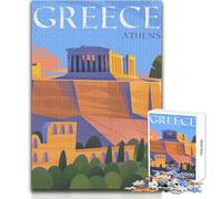 Rompecabezas de 1000 Piezas para Adolescentes,Atenas,Grecia Ilustración Juego Educativo Familiar Análisis y lógica Juguete Educativo Tamaño 38x26cm